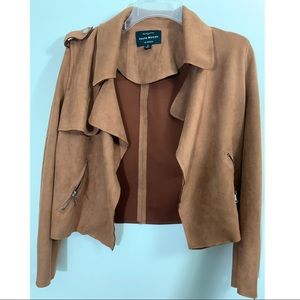 Faux Suede biker blazer cross